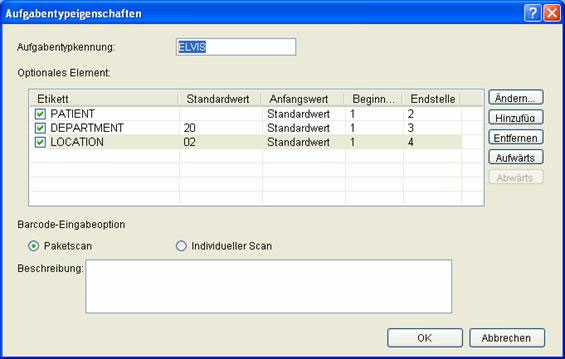 Screenshot Barcode-Einstellungen